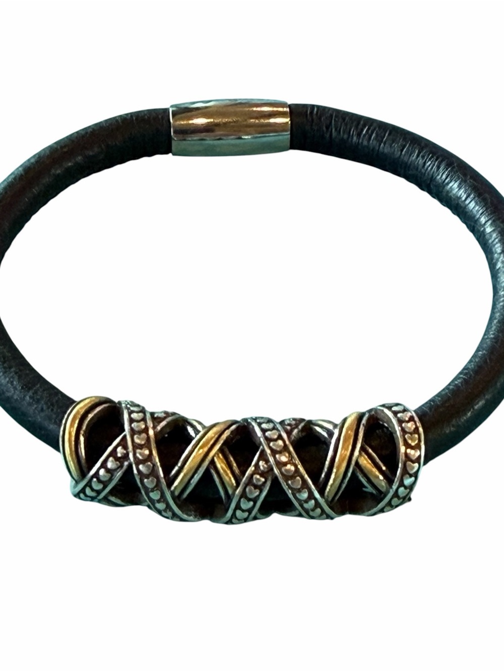 Brighton Crossings / Woodstock Leather Magnetic Clasp Wrap Bracelet